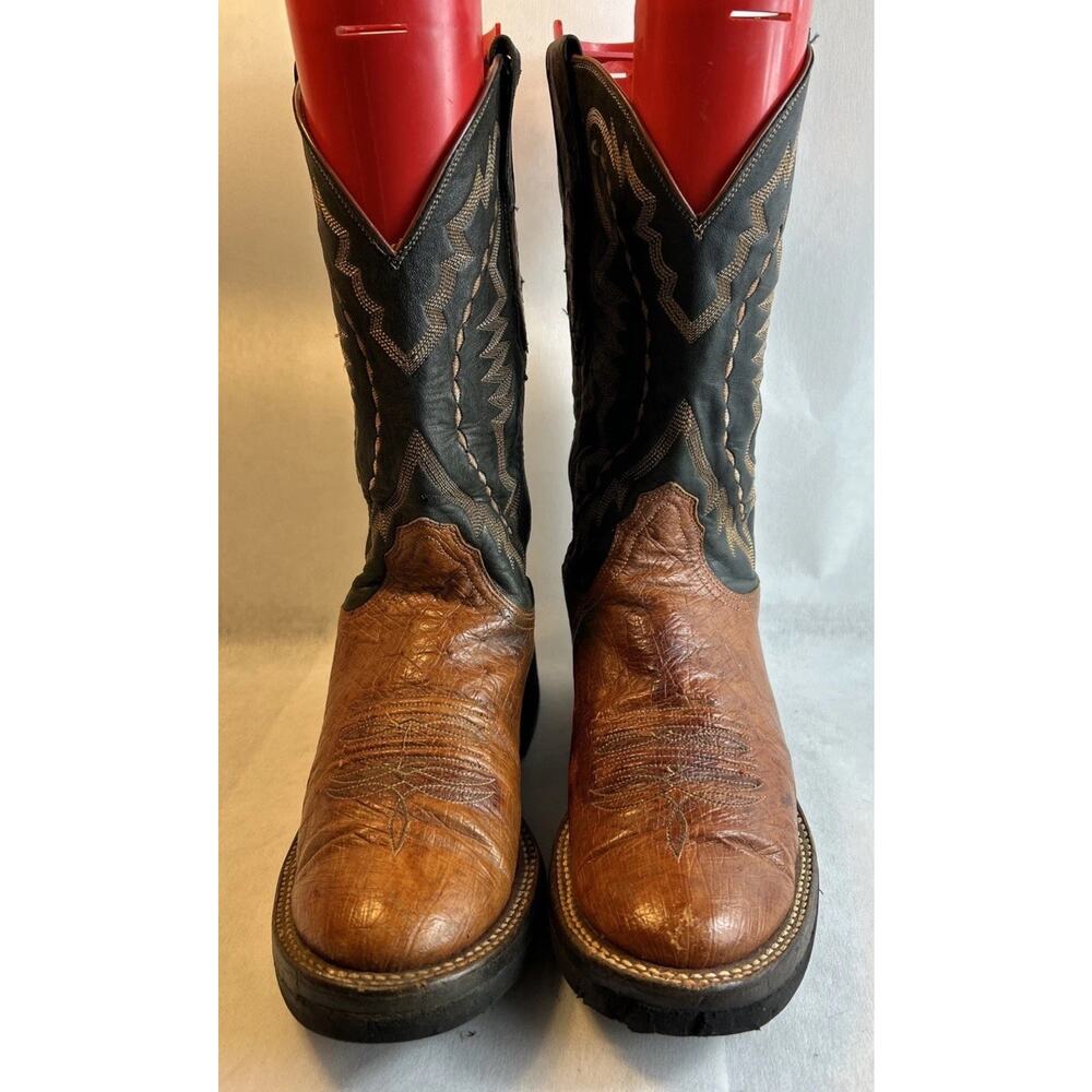 Lucchese 2000 Smooth Quill Ostrich Round Toe Western Cowboy Boots Mens Sz 7.5 D